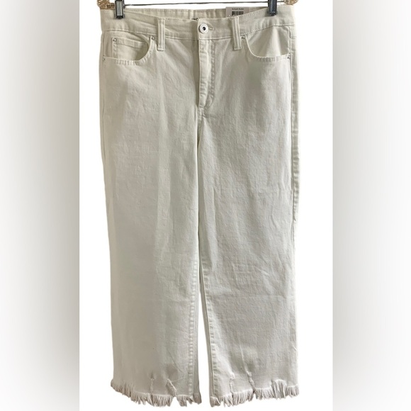 INC International Concepts Denim - NWT INC DENIM WOMENS WIDE LEG HIGH RISE CROP BRIGHT WHITE FRAYED 8/29